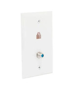 Commercial Electric 2-Gang Telephone Coaxial Wall Plate White 217F WH (1... - $11.39