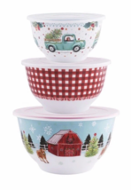 Pioneer Woman Holiday Barn Serving Bowls 6pc Charlie Christmas Tree Red ... - $23.18