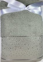 Deocorative Hand Towel Sets Embellished with a Rhinestone Border Gray 10... - £25.90 GBP