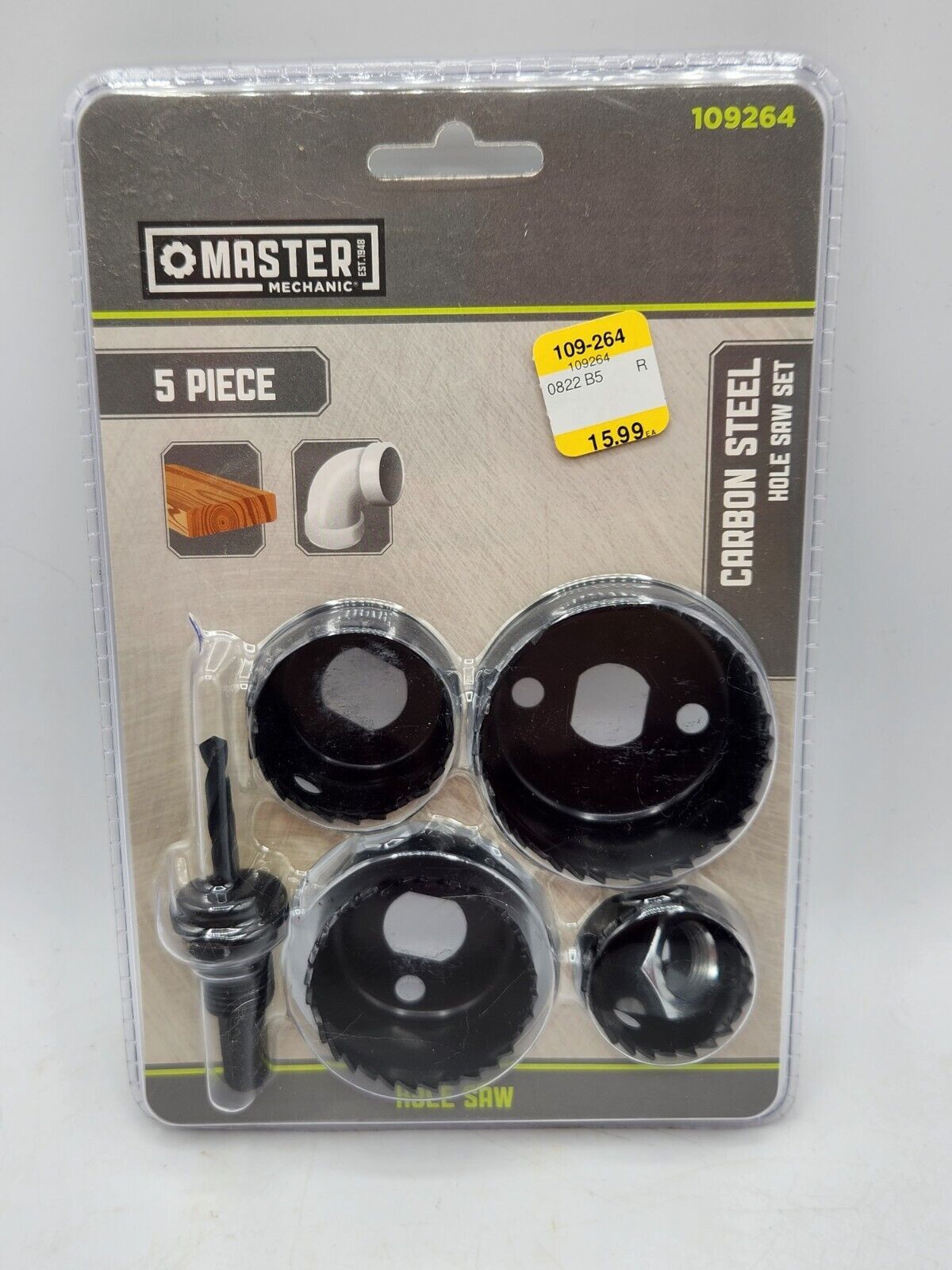 Master Mechanic 5 piece Hole Saw Kit DIY Projects True Value Black 109264 - £4.70 GBP