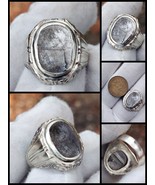 Natural Iron Meteorite Muonionalusta silver 925 ring - $261.36