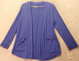 T by Talbots Cardigan Sweater Womens Petite PM Blue Rayon Long Sleeve Open Front - £25.83 GBP