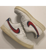 Nike Air Force 1 '07 LV8 Chenille Swoosh 823511-106 White Red Blue Men Size 13 - £40.04 GBP