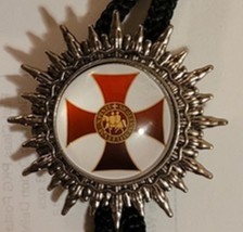Knights Templar Bolo Necklace Tie  - Red Cross White Background with Emblem - £15.97 GBP