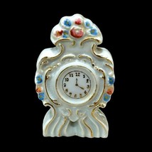 Miniature Porcelain Mantle Clock Figurine Vintage Made in Occupied Japan 4 Inch - £8.51 GBP