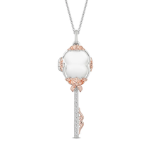 Enchanted Disney Silver Jewelry with Diamond Accent Belle Key Pendant Necklace - £144.32 GBP