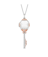 Enchanted Disney Silver Jewelry with Diamond Accent Belle Key Pendant Ne... - £143.45 GBP
