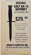 1981 Colt AR-15 Bayonet Blade Advertisement Brock&#39;s Surplus Georgia F15Y - $374.24 MXN