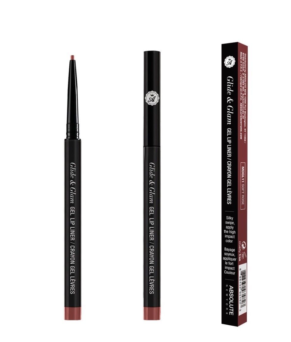 ABSOLUTE NEW YORK GLIDE &amp; GLAM GEL LIP LINER MDGL11 SOFT ROSE W/ SKINNY TIP - $1.99