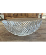 Vintage Cut Glass Diamond Point Oval Center Piece Shaped Fruit Bowl - $28.37 CAD