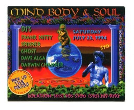 Mind Body &amp; Soul 90s San Francisco Rave Flyer 1994 Underground Dance Han... - $557.49 MXN