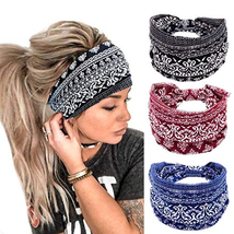 Boho Headbands for Women, Classic African Print, 3 Pack, Yoga Sports Hai... - $10.67