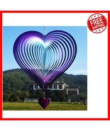 Stainless Steel Heart Wind Spinner - Vibrant 3D Kinetic Sculpture for Ou... - $53.70 CAD