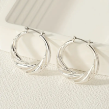 Twisted Hollow Hoop Earrings 1.25 Inch Silver - £9.66 GBP