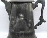 Antique Japanese Silver Plated Ice Water Pitcher with Repousse Temple Scene - $246.51