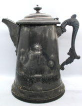 Antique Japanese Silver Plated Ice Water Pitcher with Repousse Temple Scene - $246.51