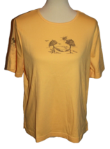 CJ BANKS T-Shirt Top Size X Sunshine Yellow Palm Tree Tropical Short Sleeve NWT - £14.22 GBP