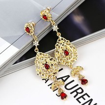 SUNSPICEMS Moroccan Gold Color Long Drop Earring for Women Arab Ethnic W... - £7.13 GBP