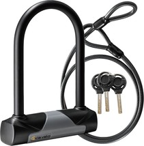 Via Velo Bike U-Lock With Cable, Heavy Duty Anti-Theft Bicycle U Locks W... - $32.99