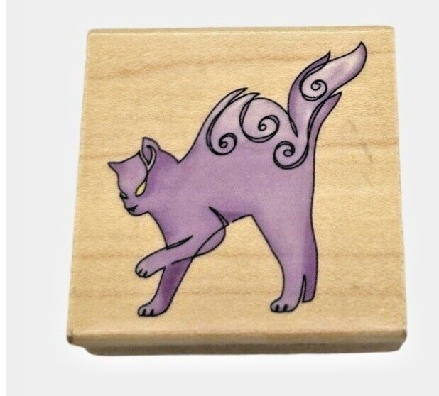 Inkadinkado Halloween Kitty Cat 99734 Whimsical Craft Wood Mounted Rubber Stamp - $6.79