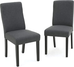 Dark Grey, 2-Piece Set Of Corbin Fabric Dining Chairs From Christopher Knight - £157.43 GBP