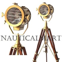 Adjustable Antique Vintage Old Century Modern Searchlight Lamp Timber Tripod  - £160.05 GBP