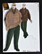 Vintage Original Perry Ellis Fashion Sketch Art W Fabric Samples Baca Mens Ga - £178.01 GBP