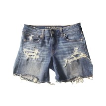 American Eagle Super Super Stretch Shorts 6 Womens Mid Rise Distressed Raw Hem - £17.29 GBP