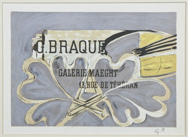 &quot; Galerie Maeght 1952 &quot; Par Georges Braque Signée Lithographie 6 1/2 &quot; x9 &quot; - $1,577.10