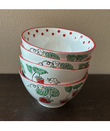 Eli &amp; Ana Strawberry Print Soup/salad Bowls Set Of 4 New 6” Diameter - €55,41 EUR