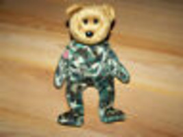 TY Beanie Baby Hero American Flag Camo Camouflage Bear Bean Bag Plush 2003 EUC - £10.94 GBP