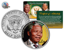 NELSON MANDELA *Father of a Nation* Portrait Kennedy Half Dollar US Coin - $8.56