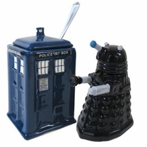 Doctor Who Tardis vs Dalek Ceramic Creamer and Sugar Bowl Set, NEW UNUSED BOXED - £26.62 GBP