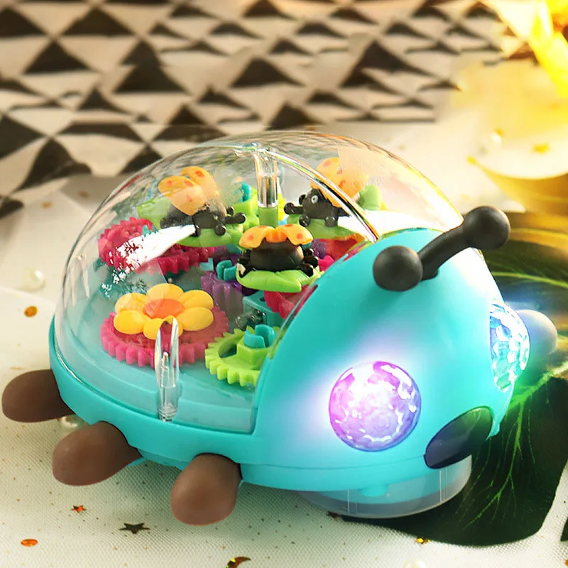 Funny Transparent Gear Cartoon Ladybug Electric Plastic Crawling Robot With - £18.95 GBP