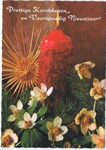 Holland Netherlands Postcard Christmas Greeting Candle Flowers - £1.68 GBP