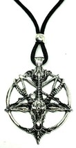 Baphomet Devil Pendant Satan Goat Head Occult Pentagram Bead Cord Necklace - £4.93 GBP