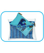 Laurel Burch #5906C Indigo Mares 3 Piece Set Cosmetic Bags~2 Canvas 1 Cl... - £20.08 GBP