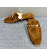 New GUCCI Brown Suede Horsebit Unisex Slip On Slippers Women&#39;s Size 8 - £130.88 GBP
