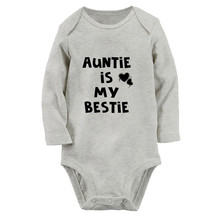 Auntie Is My Bestie Funny Romper Baby Bodysuit Newborn Jumpsuit Kids Long Outfit - £8.91 GBP