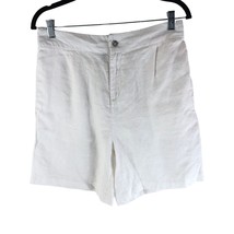 Tahari Womens Shorts Linen High Rise Pockets White L - £15.15 GBP