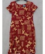 HAWAIIAN MOON DRESS WOMENS SZ L BURGUNDY SHADES HIEROGLYPHS BOTTOM FLOUN... - £15.82 GBP