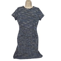 Loft Women&#39;s Tweed Sheath Dress Size 6 Blue Short Sleeve Boat Neck Church - $32.17