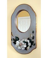 Hand Painted Cabbage Rose Floral Wooden Wall Mirror (Jan Reddy, 1987) Go... - £15.30 GBP