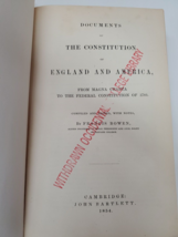 Documents Of The Constitution Of England And America By Francis Bowen 1854 X Libr - £22.86 GBP