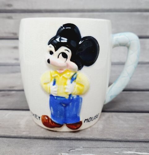 Walt Disney Productions MICKEY MOUSE Mug VTG 1960s Made in Japan Blue Overalls - $20.16
