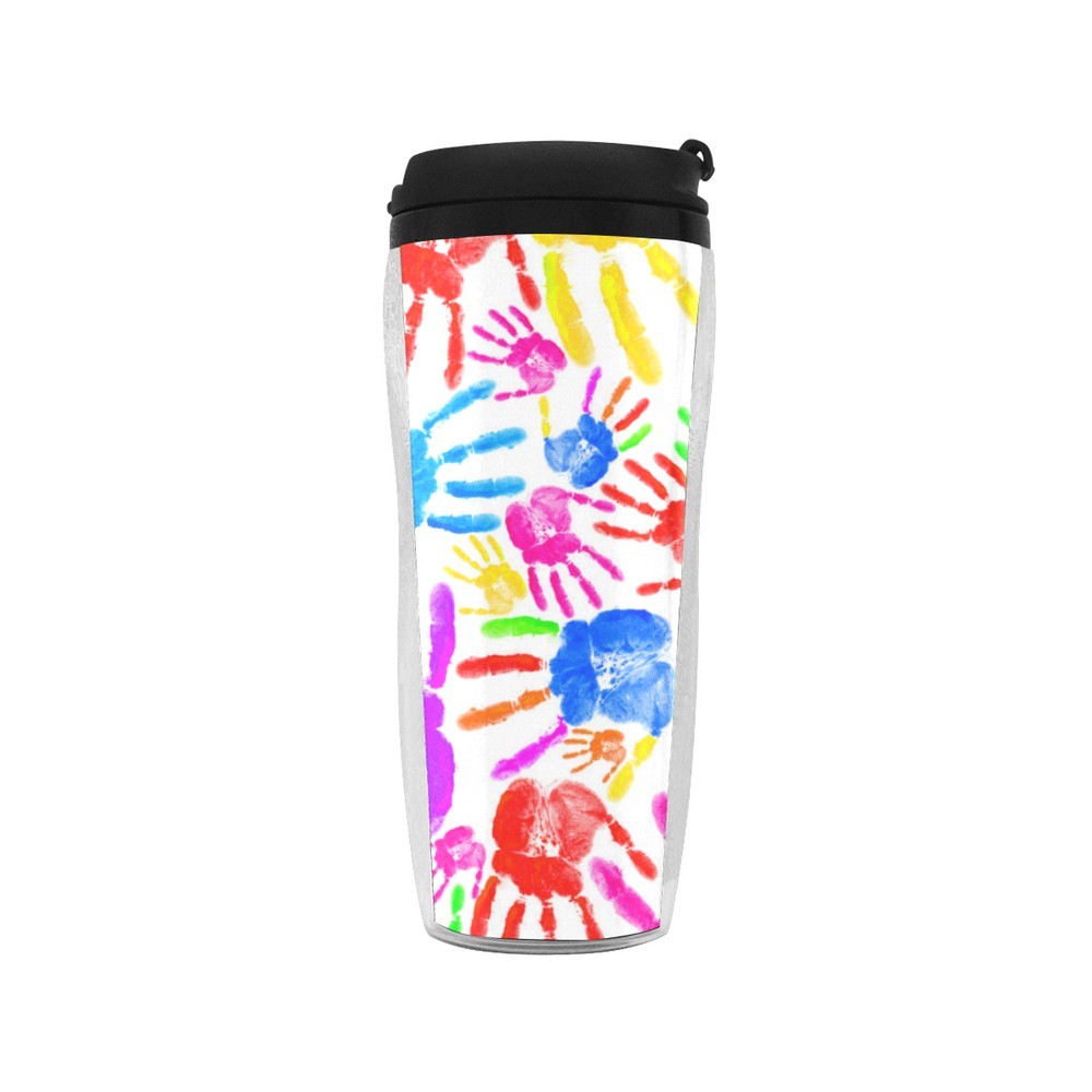Colorful Hands Reusable Coffee Cup (11 Oz) Perfect Gift to Kindergarten Teacher
