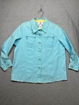 Quacker Factory Womens Jacket Light Blue Denim Rhinestones Plus Sz 2X Spring - $31.88