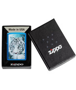 Carol Cavalaris White Tiger Design, High Polish Blue  Zippo Lighter - $37.95
