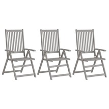 Garden Reclining Chairs 3 pcs Grey Solid Acacia Wood - £93.59 GBP