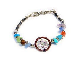 Mia Jewel Shop Round Thread Dream Catcher Multicolored Chip Stone Hematite Cryst - $17.81